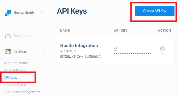 Get SendGrid API key for integration with Hustle