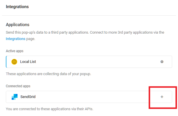 Select SendGrid integrated app in Hustle opt-in module