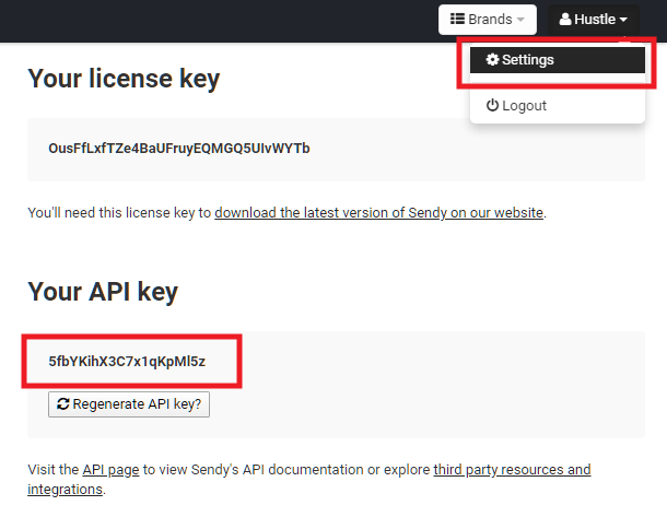 Get Sendy API key for integration with Hustle