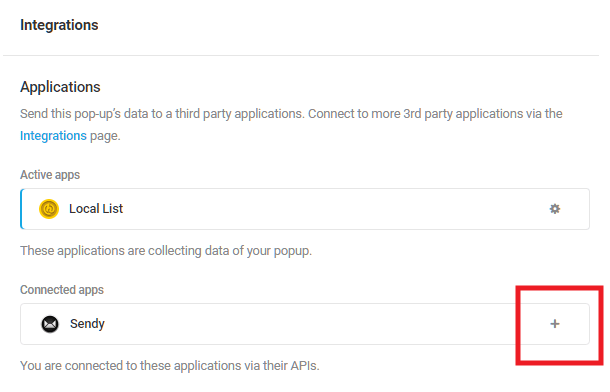 Select Sendy integrated app in Hustle opt-in module