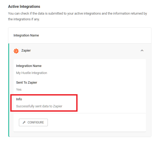 Verify Zapier submission in Hustle email list