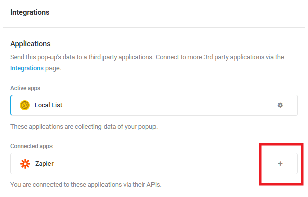 Select Zapier integrated app in Hustle opt-in module