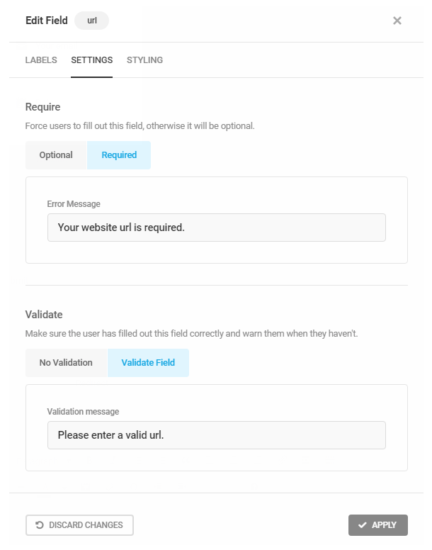 Edit form field settings in Hustle opt-in module