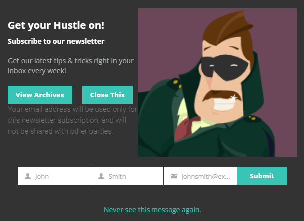 Hustle popup example