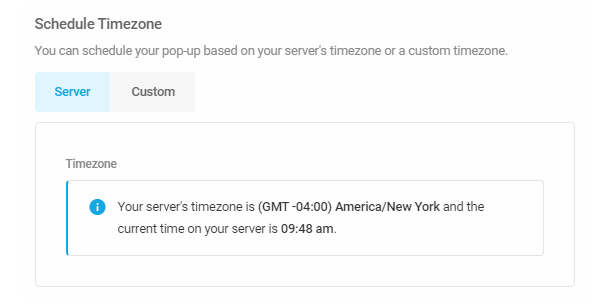 Set timezone in Hustle module schedule