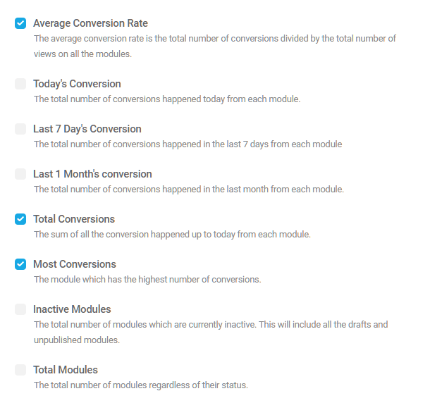 Optional top metrics for Hustle dashboard