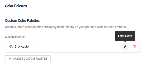 Edit a custom color palette in Hustle settings