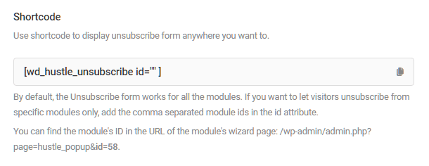 Shortcode to allow users to unsubscribe from any Hustle opt-in list