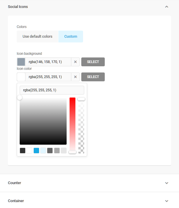 Icon styling options in Hustle social sharing module