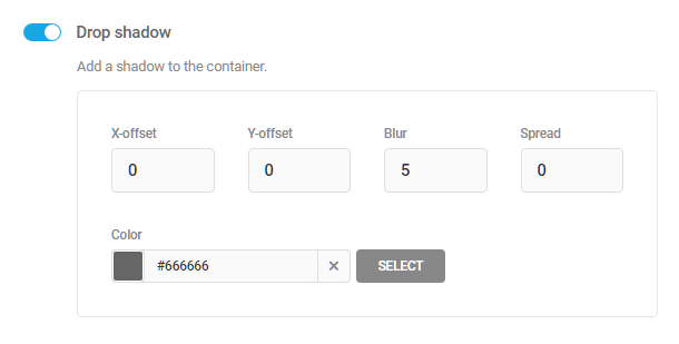 Drop shadow options in Hustle floating social module