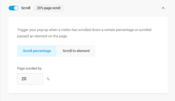 Behavior option to show a module during page scroll