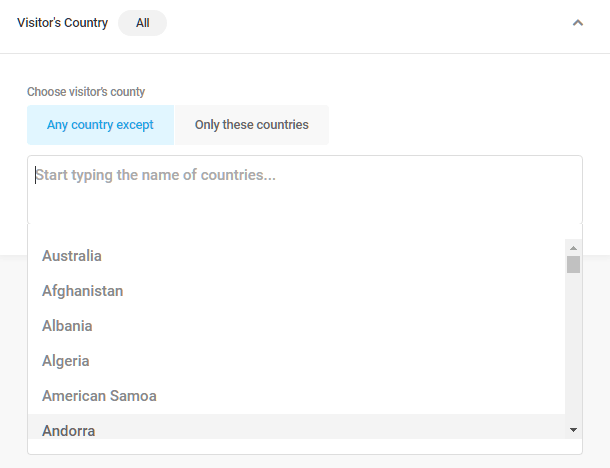 Visitor country visibility condition in Hustle modules
