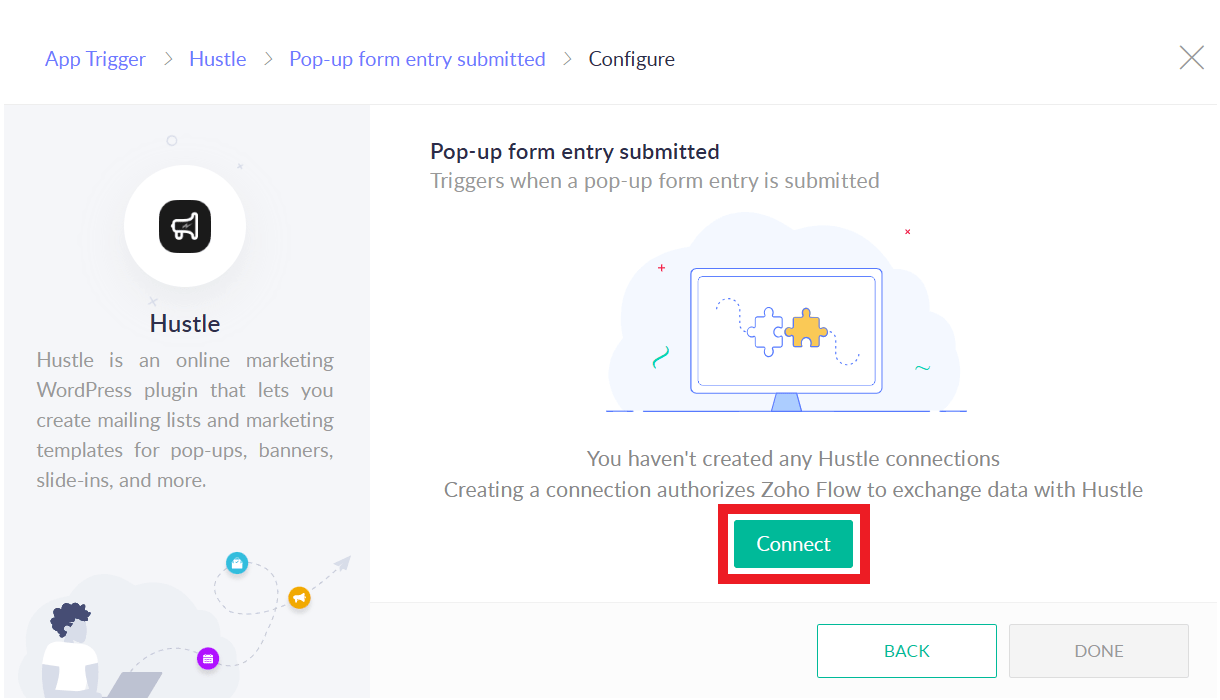 Connect Zoho Flow to a site via API