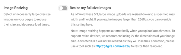 Where you activate image resizing.