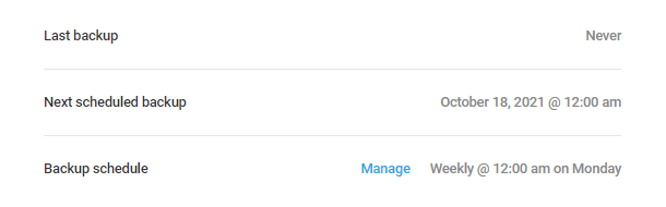 Snapshot backup schedule