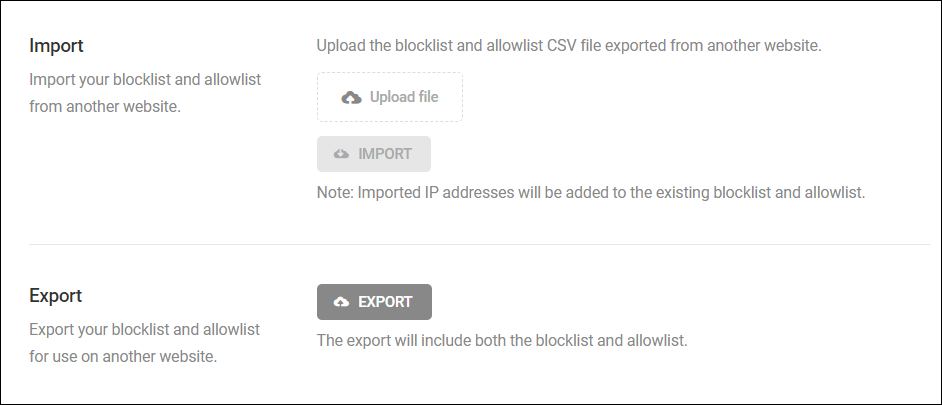 Import and export blocklist and allowlist.