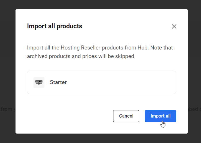 Hub Client: Import products into Reseller