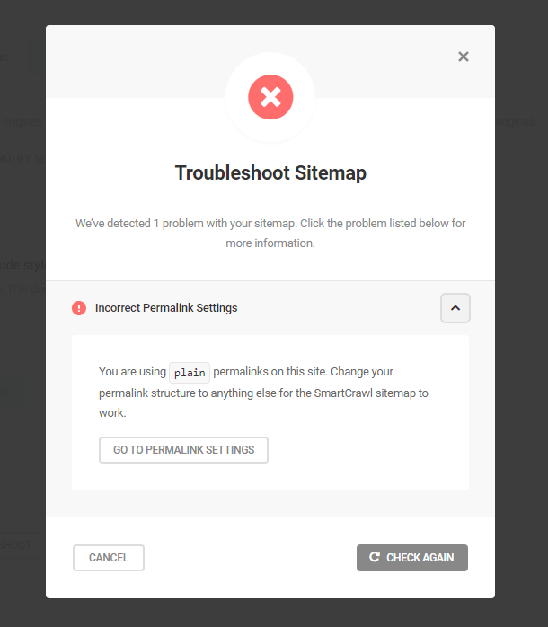 Troubleshoot sitemap incorrect permalink settings