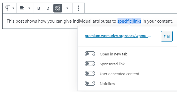 individual link settings