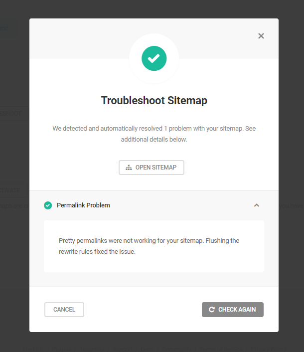Green checkmark appears when issues are resolved automatically or no issues found
