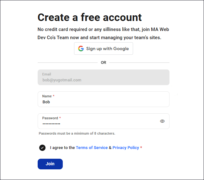 Create a Free Account at WPMU DEV