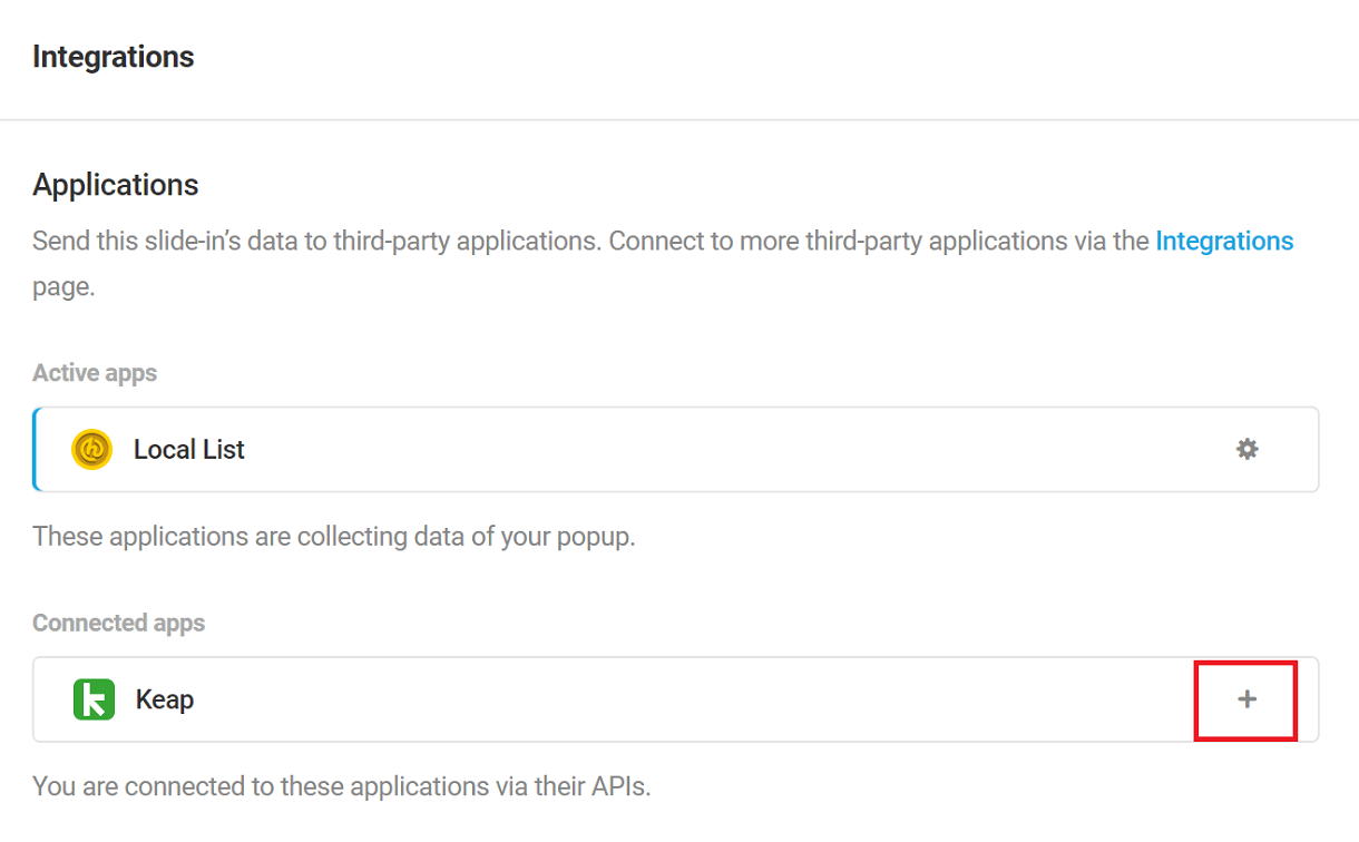 Keap Popup Integration