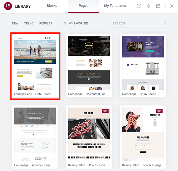 Elementor page building themes.