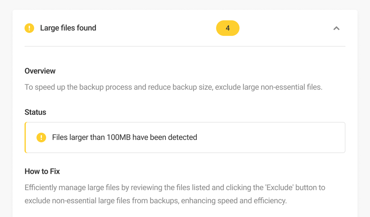 large files found errors