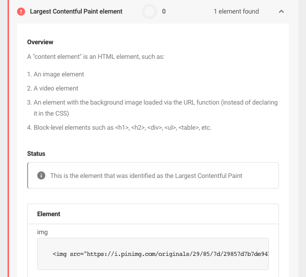 largest contentful paint element audit