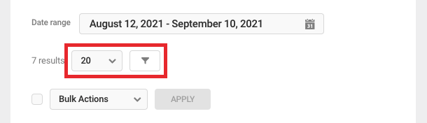 Logs pagination filter