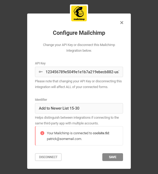 Connect MailChimp to Forminator