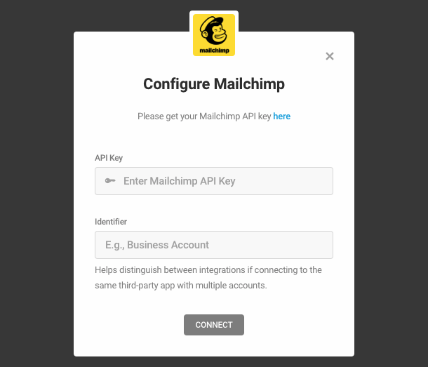 Add Mailchimp API keys to connect to Forminator
