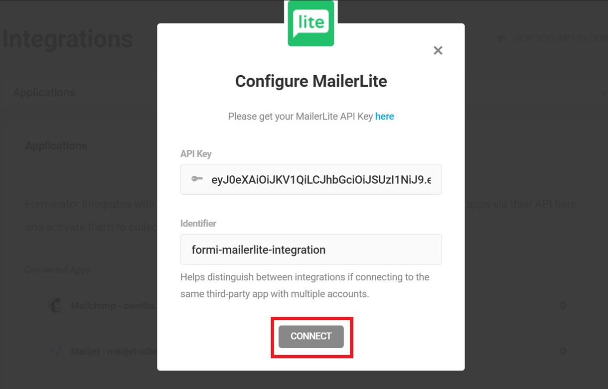 mailerlite api keys