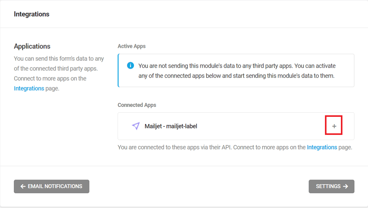 mailjet connected apps