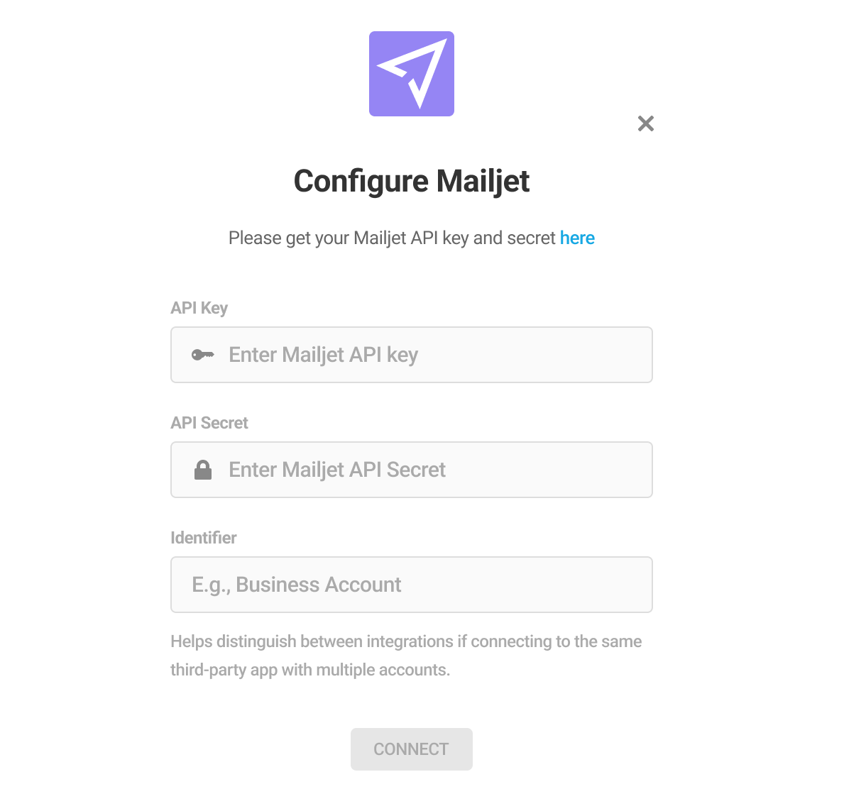 mailjet formi integration modal