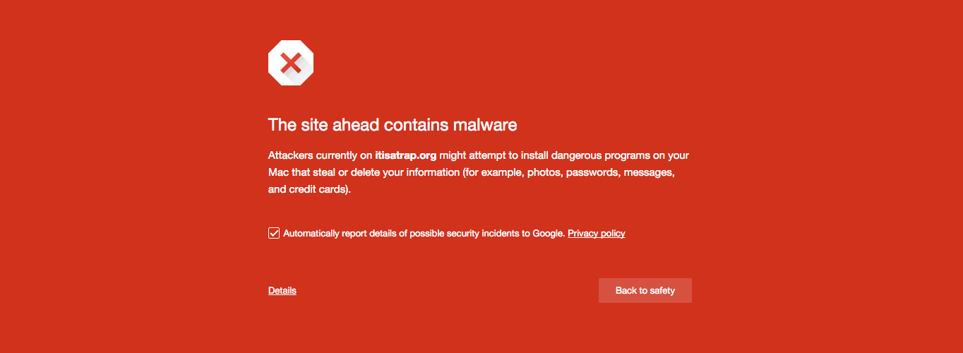 A malware notice shown to Firefox users.