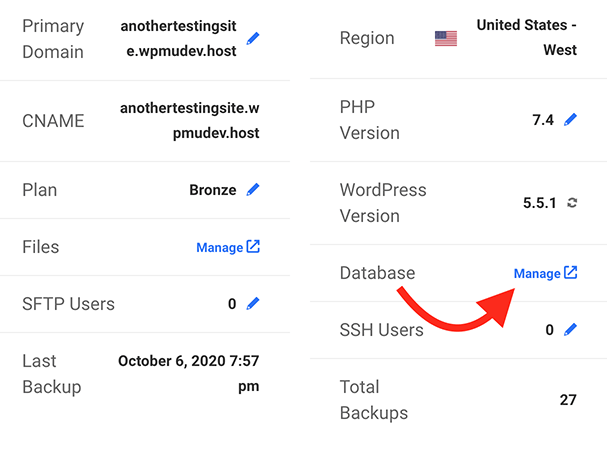 Where you can manage the database.