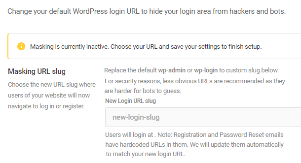 Enter new login slug in Defender