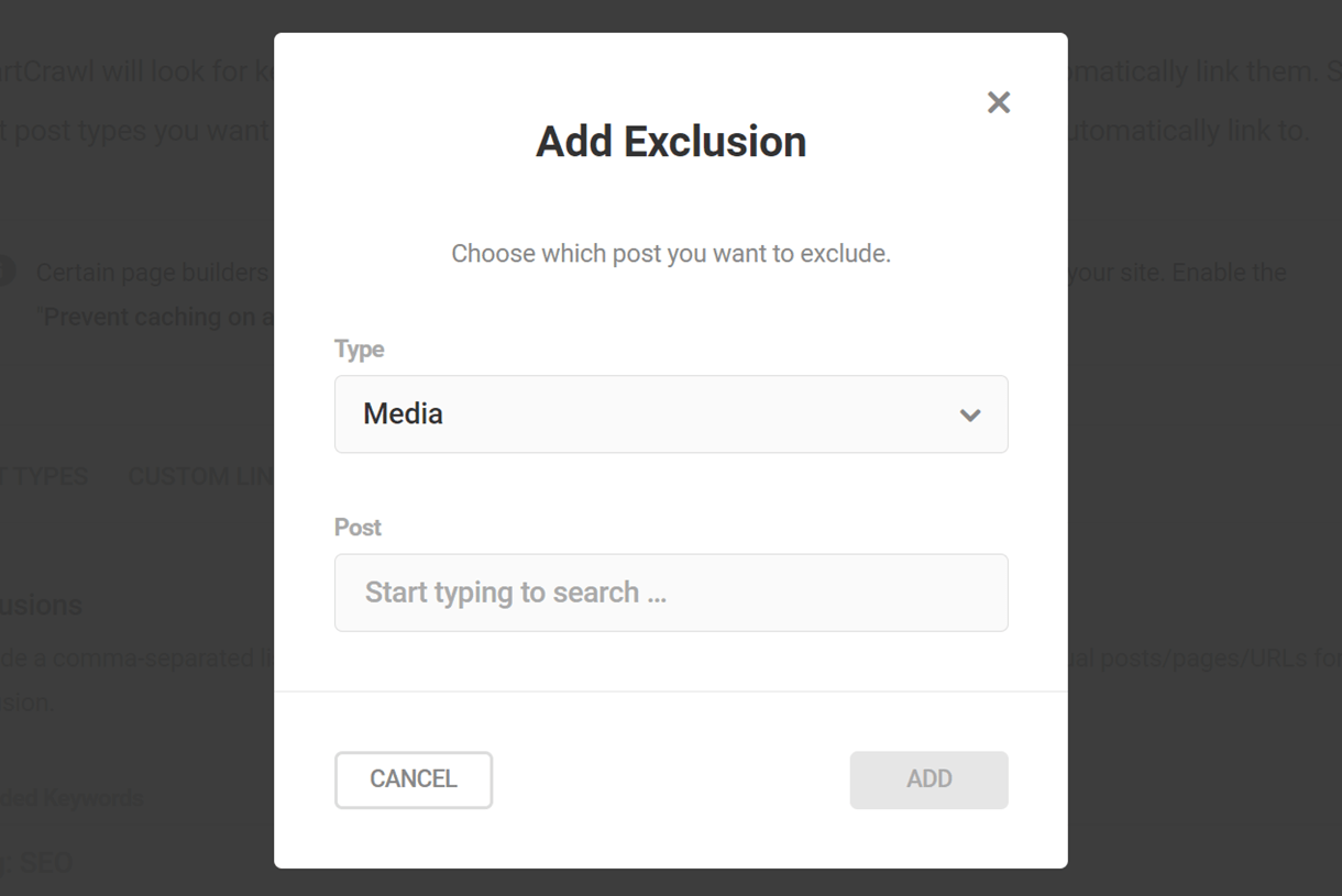 media type exclusion