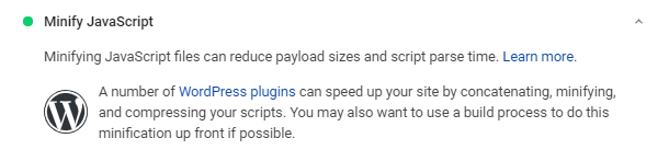 Google PageSpeed minify javascript metric