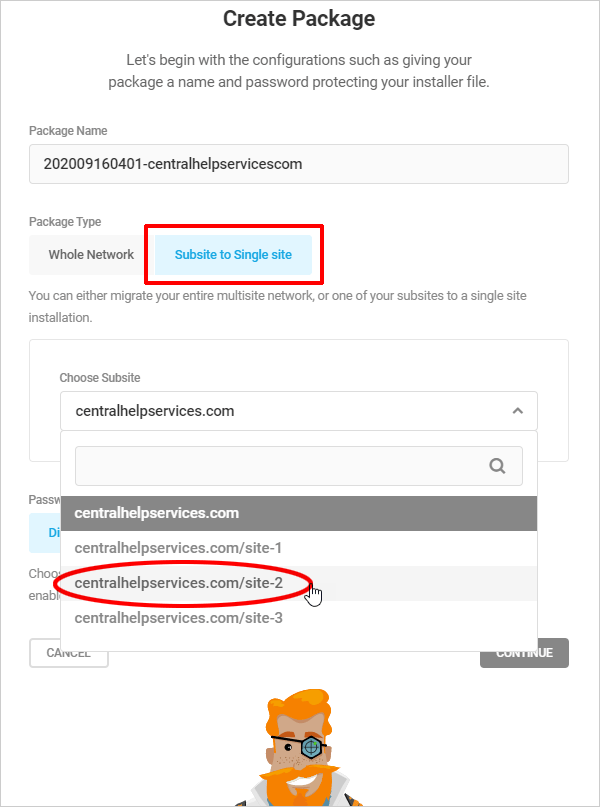 Shipper-Create Package for Subsite