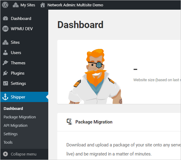 WordPress Multisite - Shipper menu.