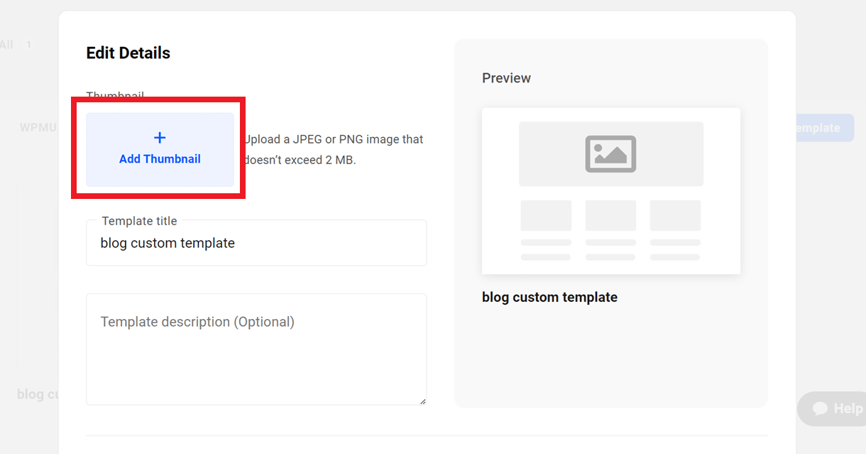 my template add thumbnail