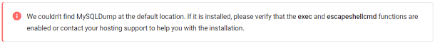 MySQL Dump error message