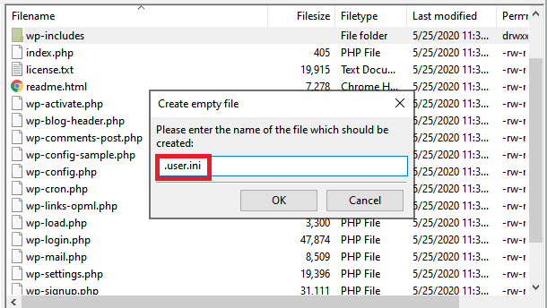 name the file .user.ini