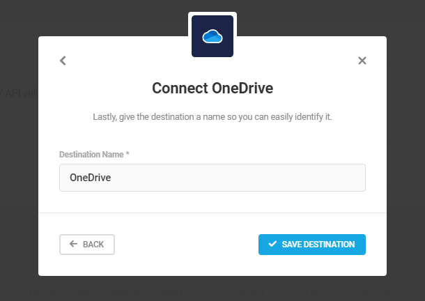 Name OneDrive destination
