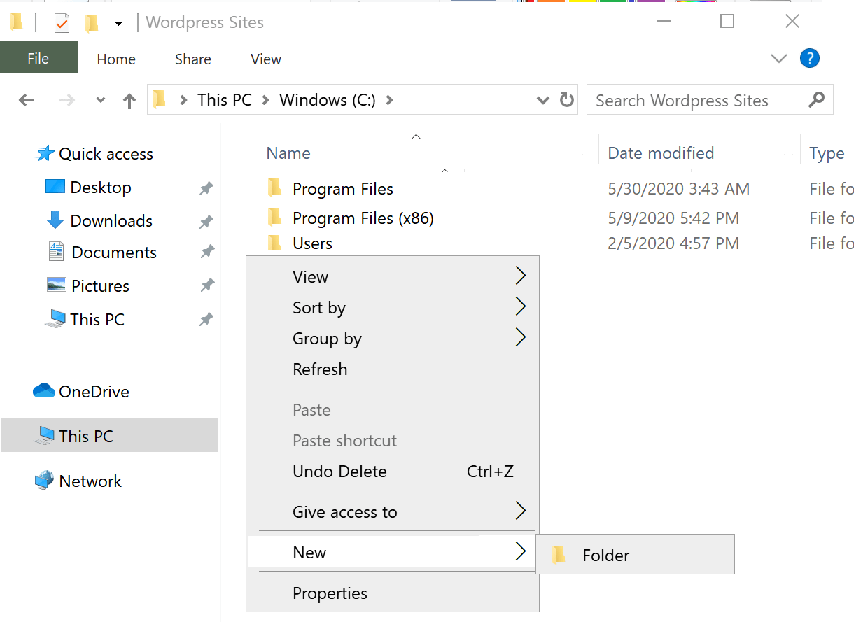 create folder for new directory