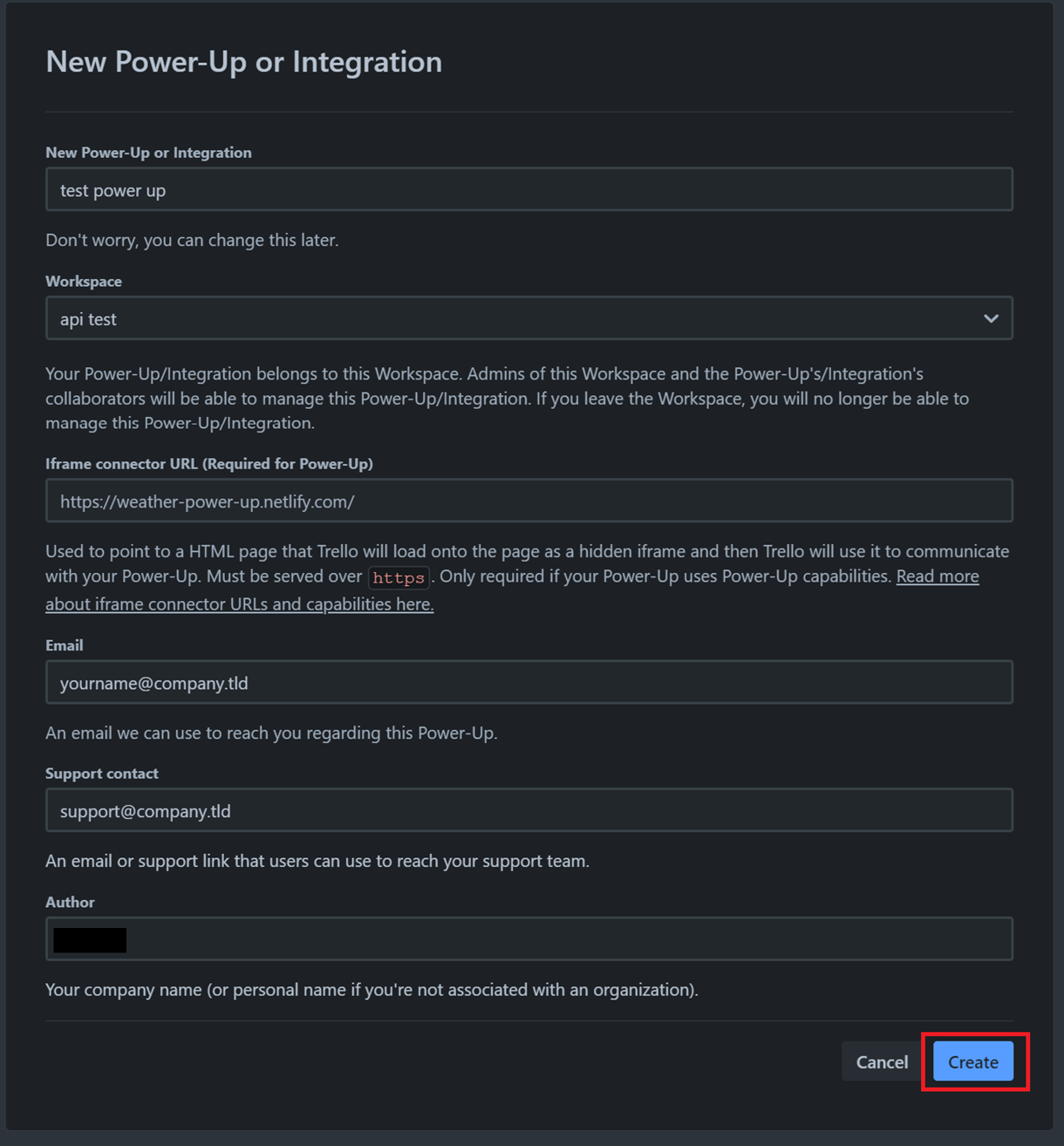 new power up creation modal