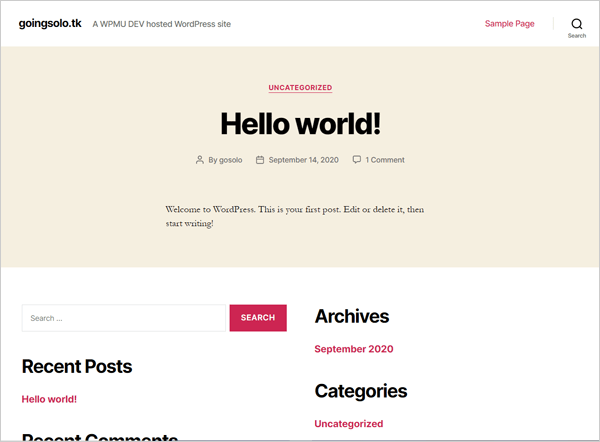New WordPress install.