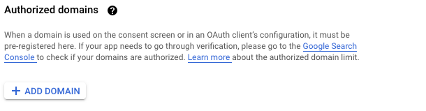 Google OAuth screen authorized domains section